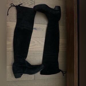 Stuart Weitzman Black Suede Over-the-Knee Boots